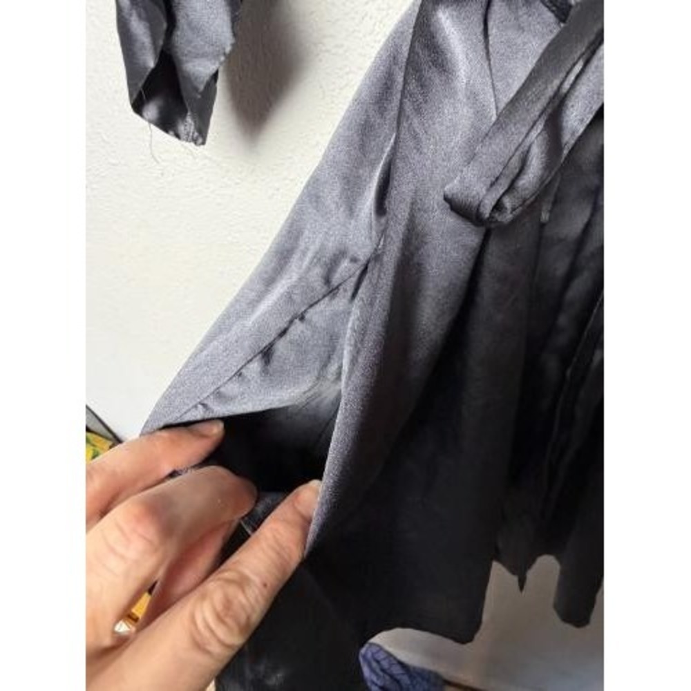 Victorias Secret Satin Kimono Robe Womens Medium Black Tie Belted 3/4 Sleeve - Picture 9 of 12
